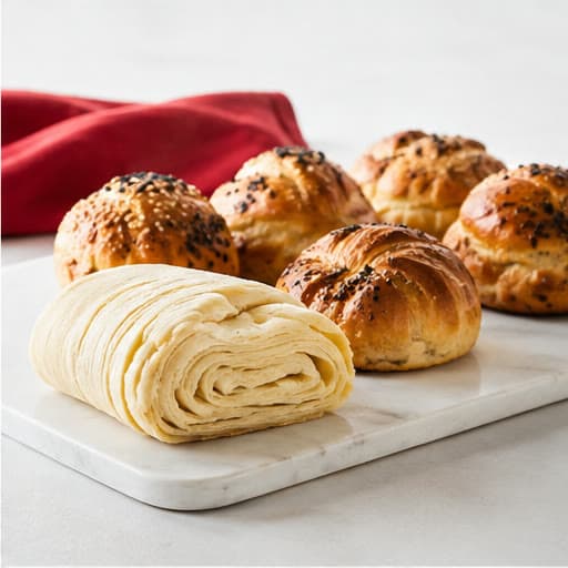 Kafe vitrininde poğaça ve hamur işleri