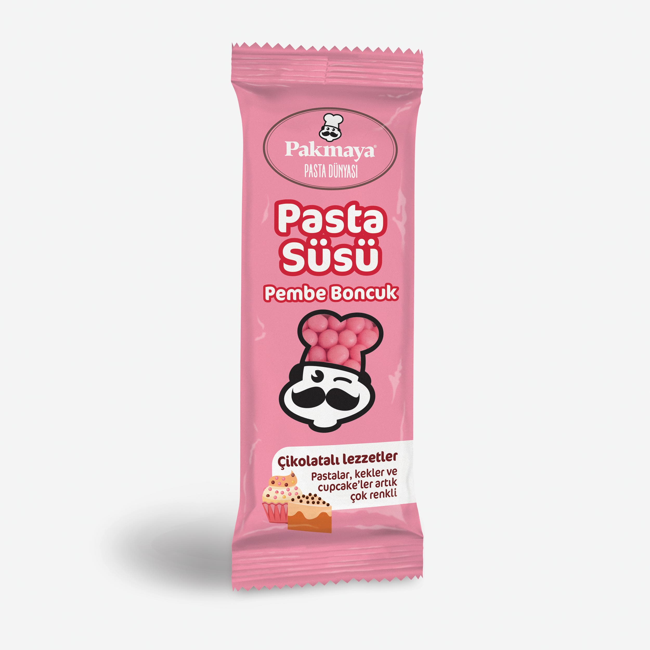 Beyaz Çikolata Kaplı Pembe Renkli Boncuk