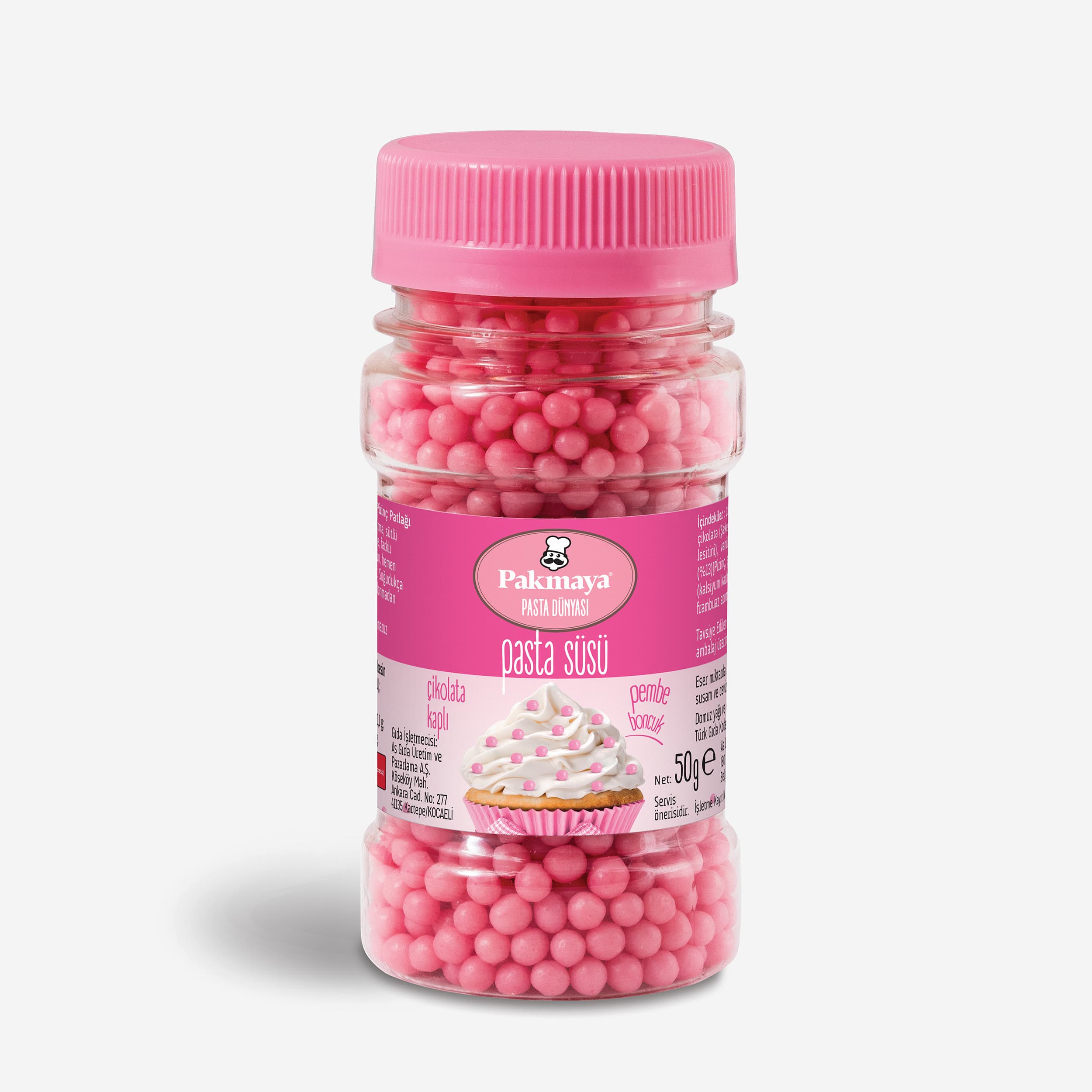 Beyaz Çikolata Kaplı Pembe Renkli Boncuk